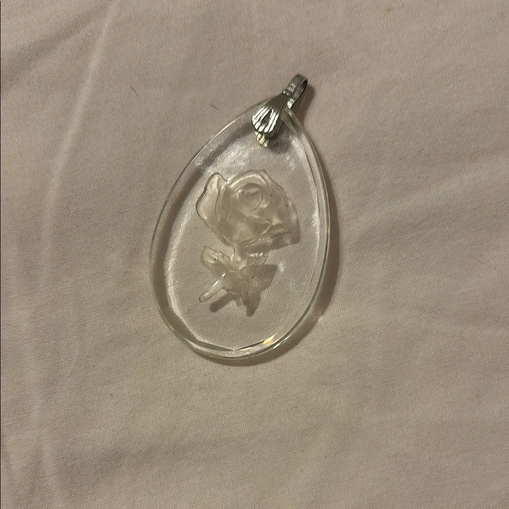 Clear glass Teardrop Rose Pendant